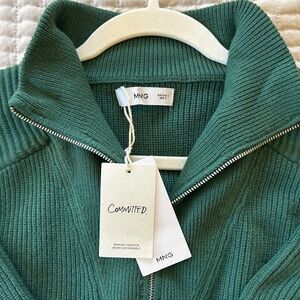 Mango 1/2 Zip Sweater - Size Large - Green